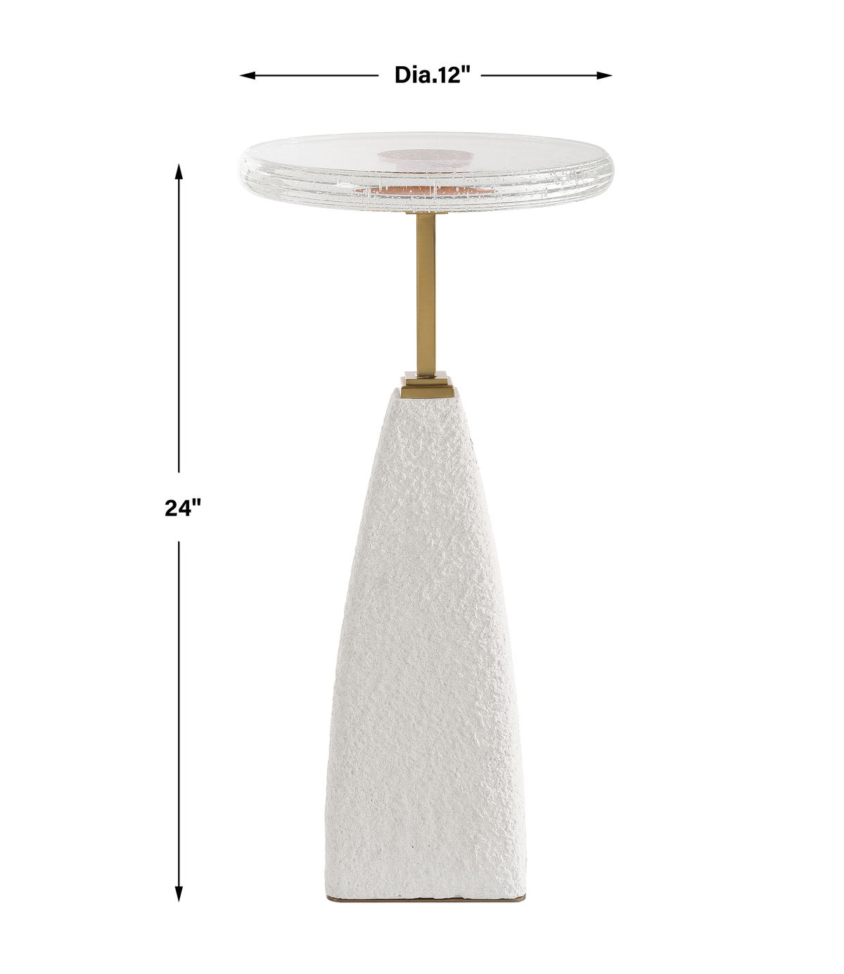 Sora Glass Drink Table, Side & End Table by Uttermost, 12" width x 24" height x 12" depth View 3