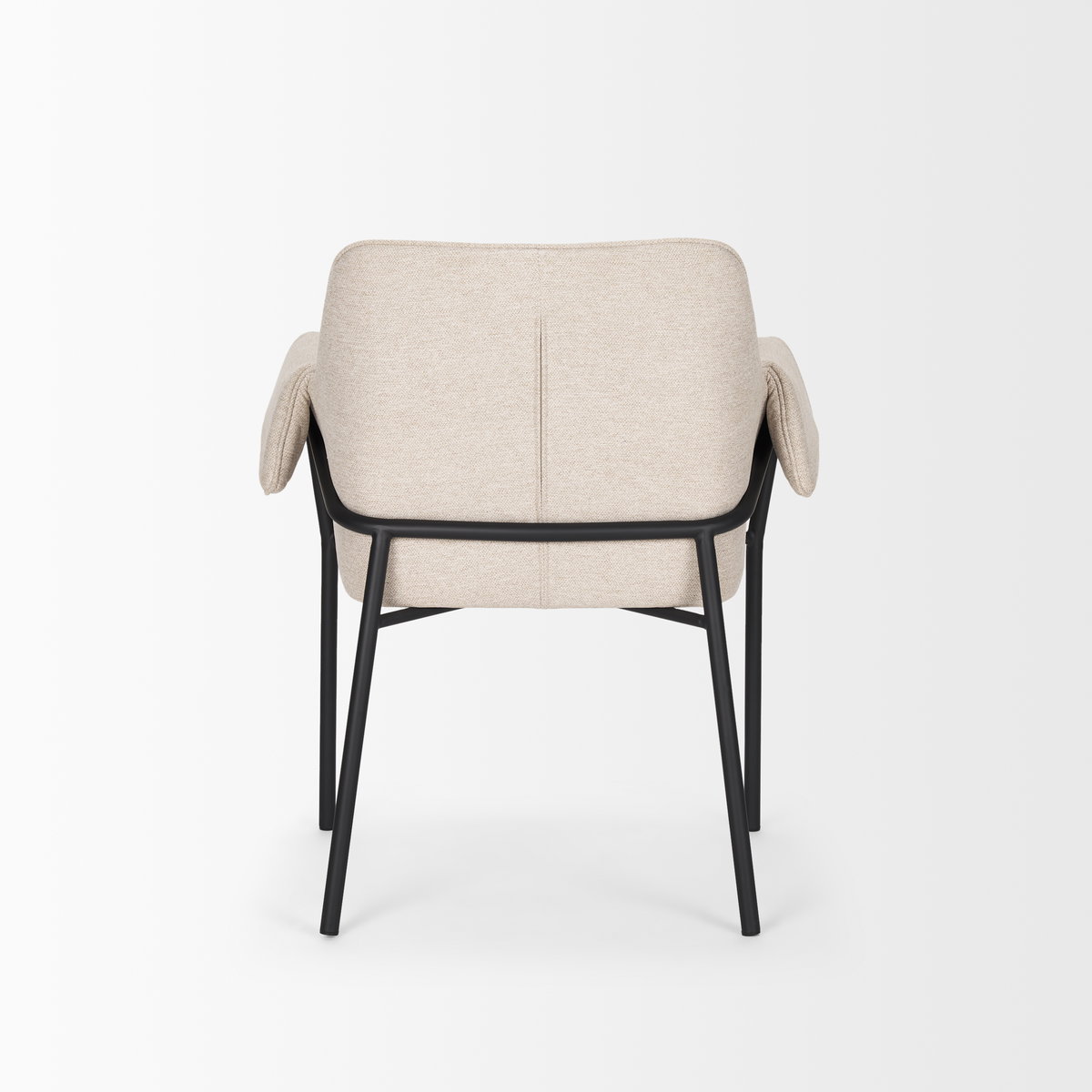 Brently Curved Back Dining Arm Chair | Oatmeal Fabric with Metal, Dining Chair by Mercana, 24.5" length x 29.5" width x 32.5" height View 9