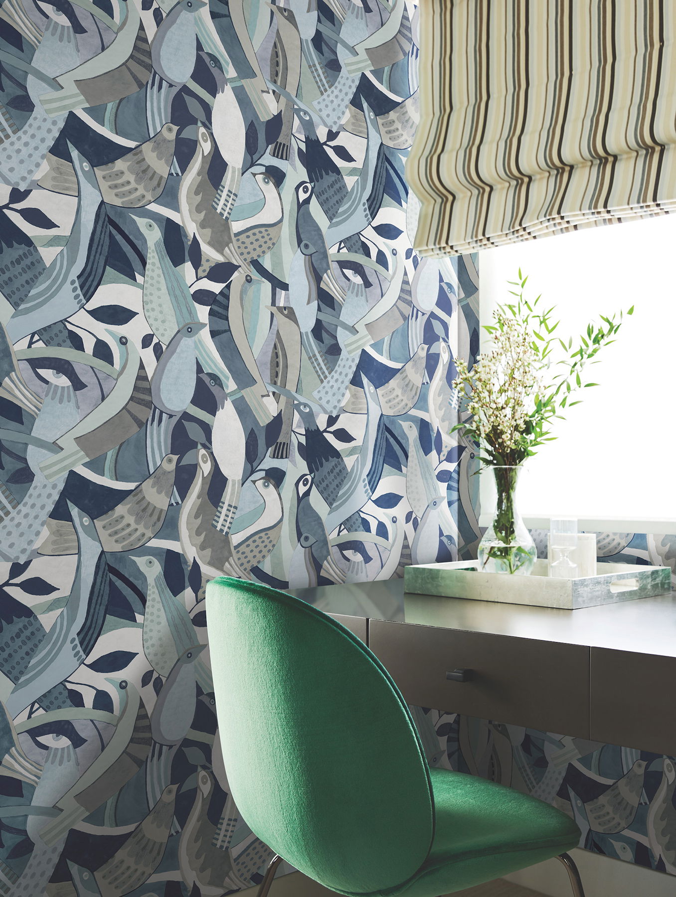 Fauvist Flock Blue Wallpaper large image 