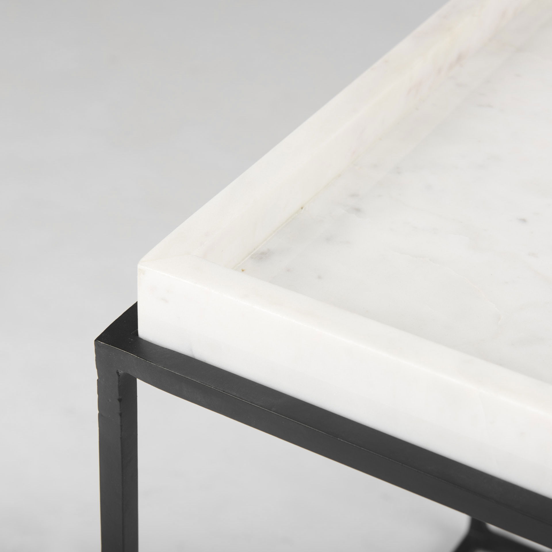Nathan II 18' x 20' Square Top White Marble and Black Metal End/Side Table large image 