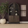 Sloan 80.5H Dark Brown Wood with Black Metal Arched Curio Cabinet, Cabinets & Sideboard by Mercana, 42" length x 18.5" width x 80" height thumbnail 4