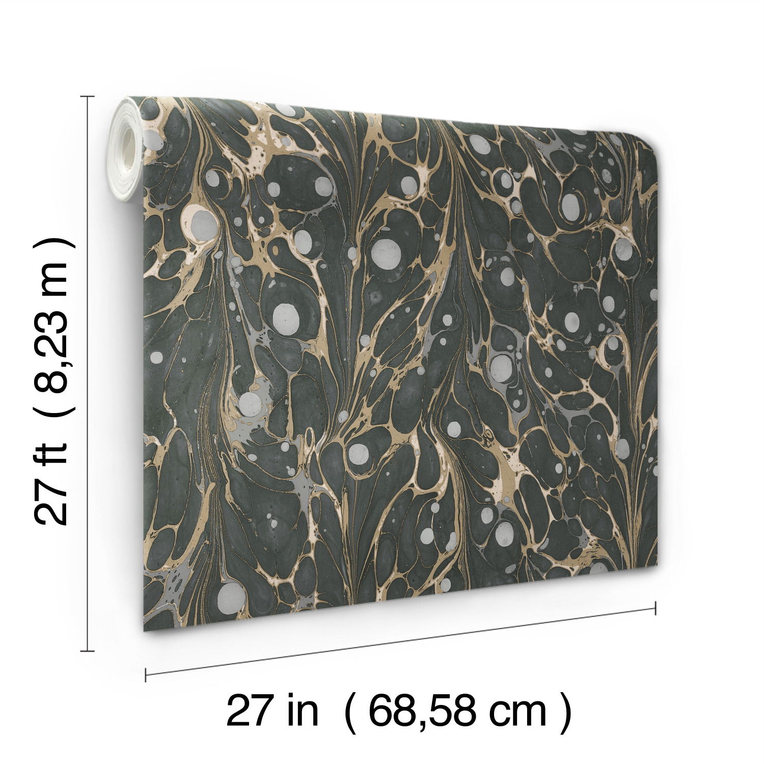 Marbled Endpaper Black & Gold Wallpaper large image 