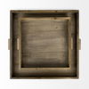 Sonny  Set of Two Brown Wood and Wicker Square Trays thumbnail 4