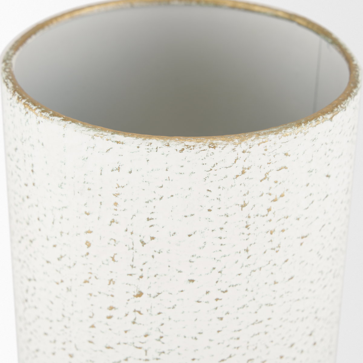 Tovah Small Textured White with Gold Metal Vase, by Mercana, 6.69" length x 6.69" width x 13.19" height View 5