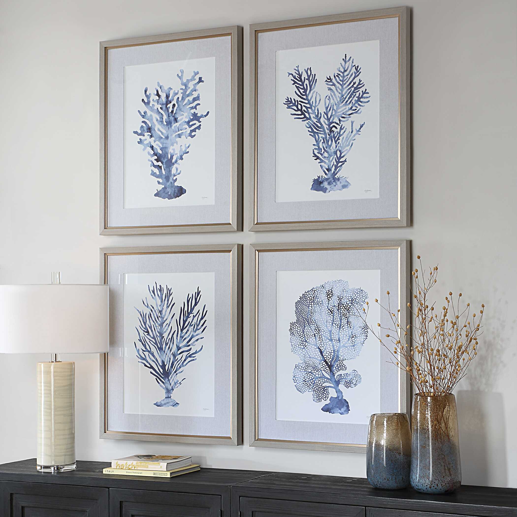 Shibori Coral Framed Prints Set/4, Painting by Uttermost, 26.25" width x 32.25" height x 1.75" depth View 4