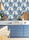 Tropical Paradise Blue & White Wallpaper thumbnail 1