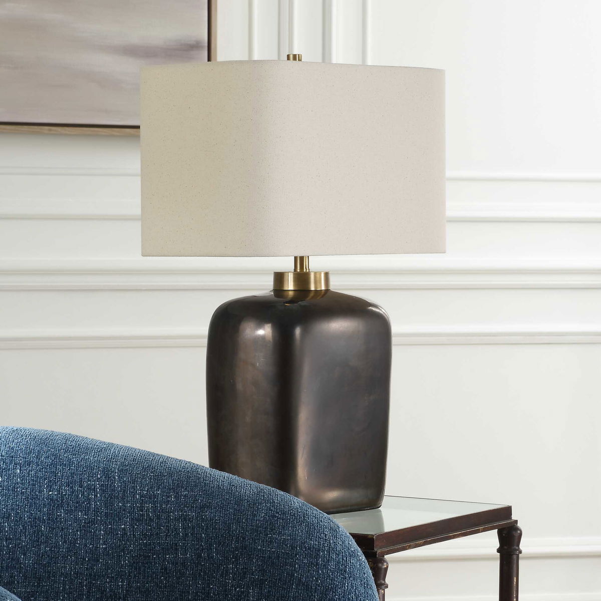 Quentin Dark Bronze Table Lamp, by Uttermost, 17" width x 25" height x 10" depth View 4