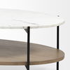 Larkin 48' Oval White Marble Top and Solid Wood Shelf with Black Metal Frame Coffee Table, by Mercana, 48" length x 30" width x 16" height thumbnail 10