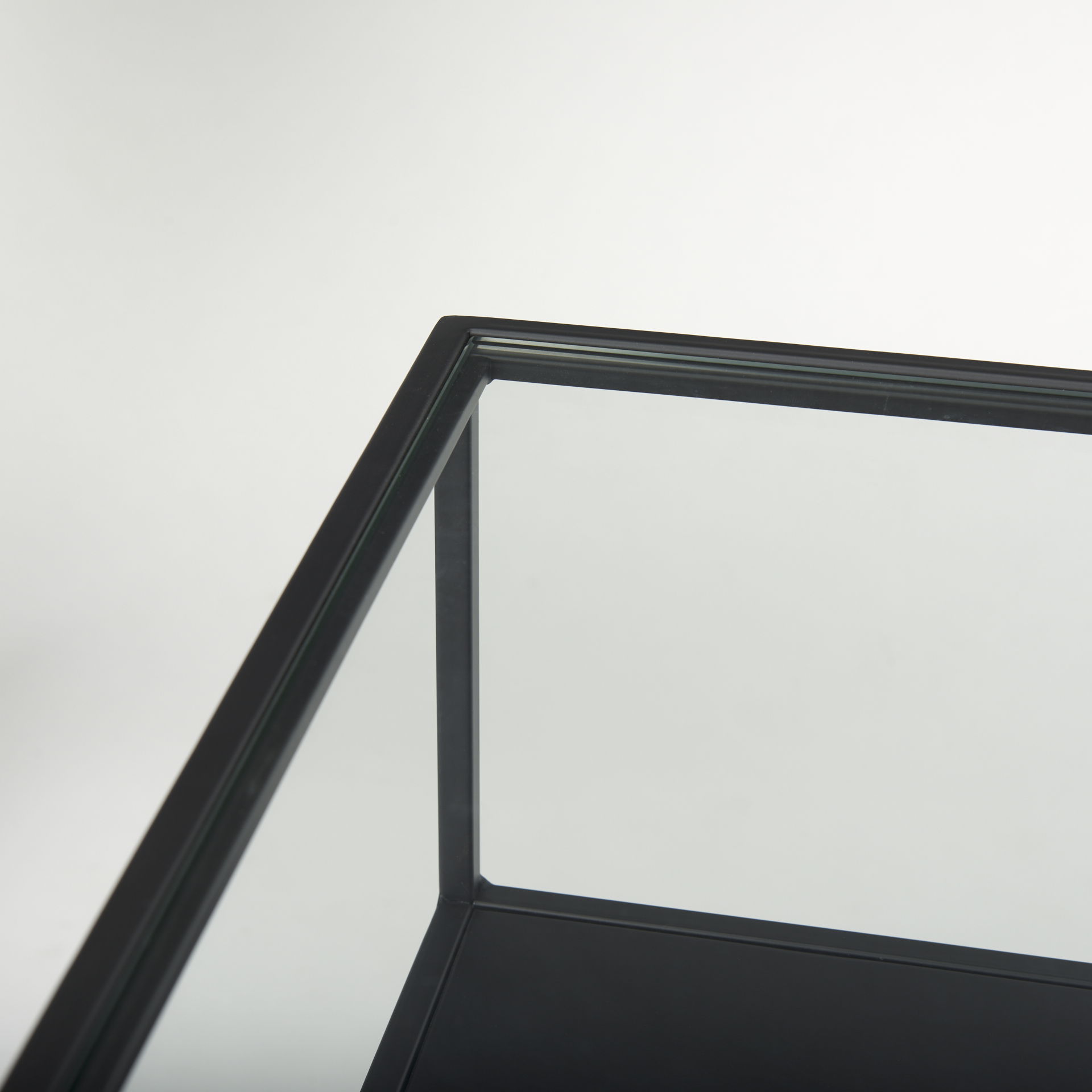 Samson  Side Table Matte Black Metal and Glass, Side & End Table by Mercana, 15.75" length x 15.75" width x 21.26" height View 10