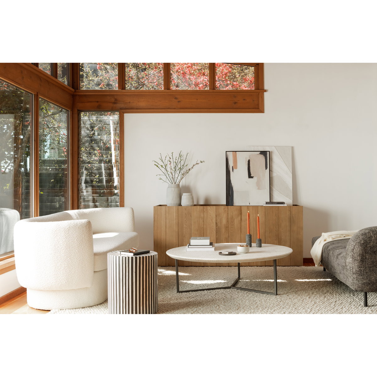 Chloe Coffee Table White, by Moe's Home, 48" width x 15" height x 48" depth View 7