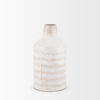 Tisha Small White with Terracotta Distressing Metal Vase, by Mercana, 5.91" length x 5.91" width x 11.42" height thumbnail 6
