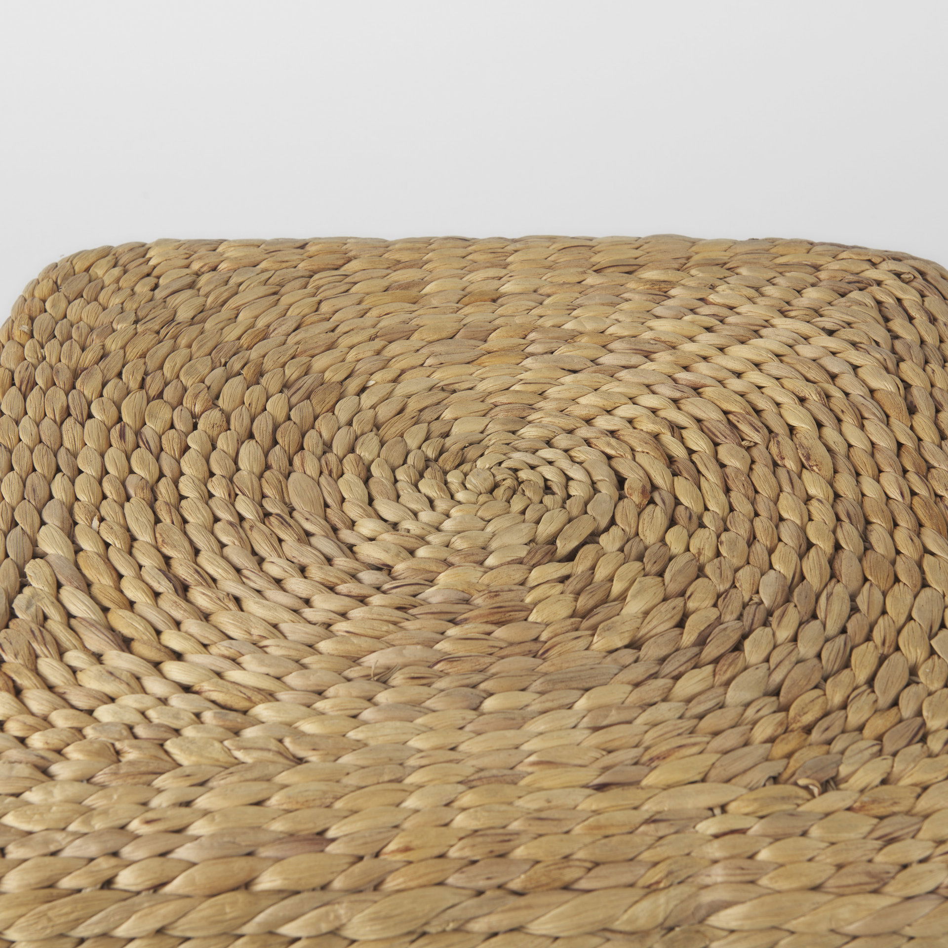 Maya  Light Brown with Medium Brown Stripes Seagrass Square Pouf, Ottoman by Mercana, 17.72" length x 17.72" width x 17.72" height View 7