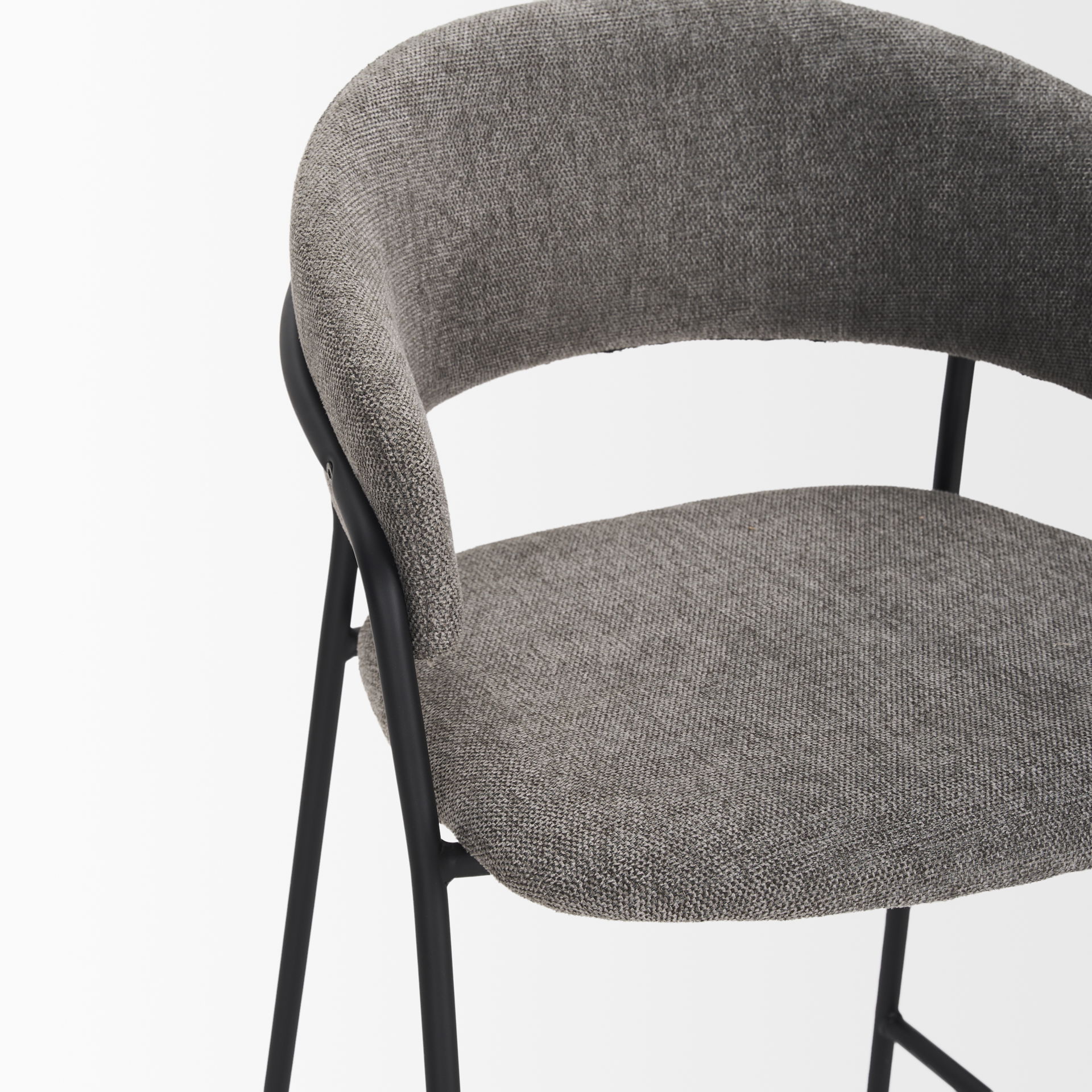 Carolyn Counter Stool with Gray Fabric & Matte Black Metal, Counter & Bar Stool by Mercana, 19.3" length x 20.4" width x 35.75" height View 9