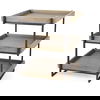 Trey III 20' x 26' Square Medium Brown Wooden Three-Tiered Black Iron Frame End/Side Table thumbnail 0