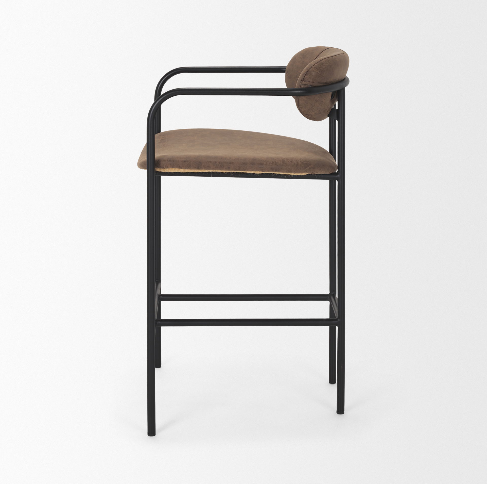 Parker Muted Brown Faux Leather with Black Metal Counter Stool large image 