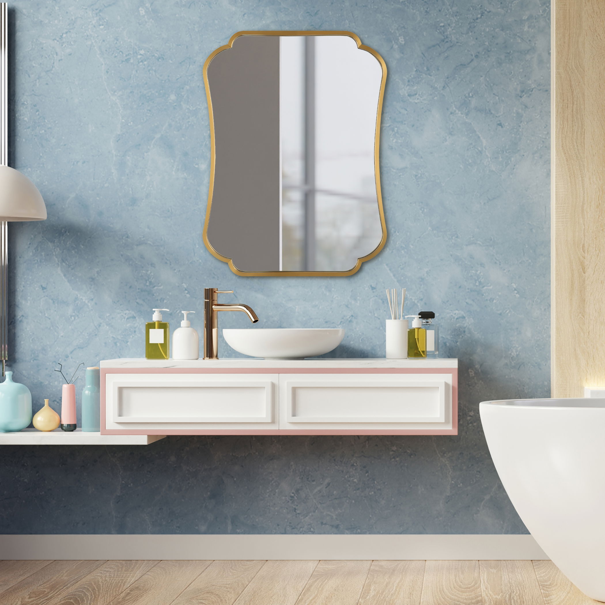 Athena Brushed Brass Mirror large image 