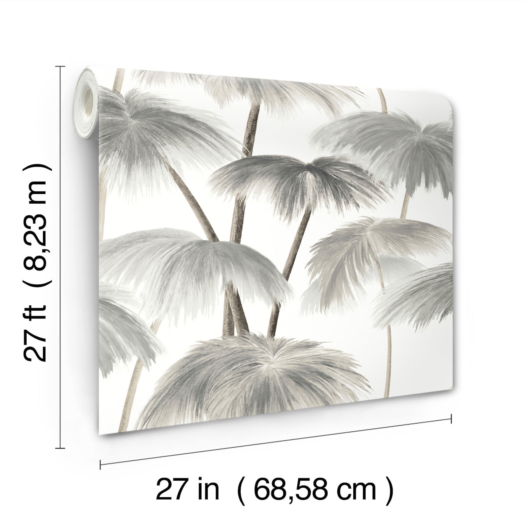 Plein Air Palms Black & White Wallpaper large image 