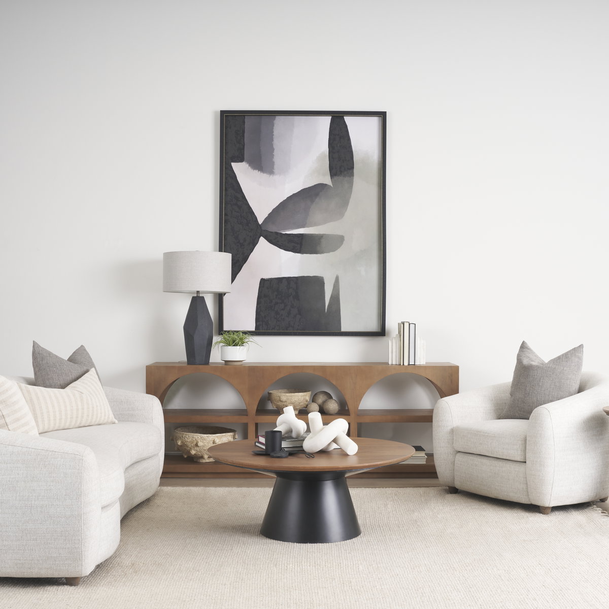 Bela Large Medium Brown Wood Arched Console Table, by Mercana, 80" length x 16" width x 29" height View 3