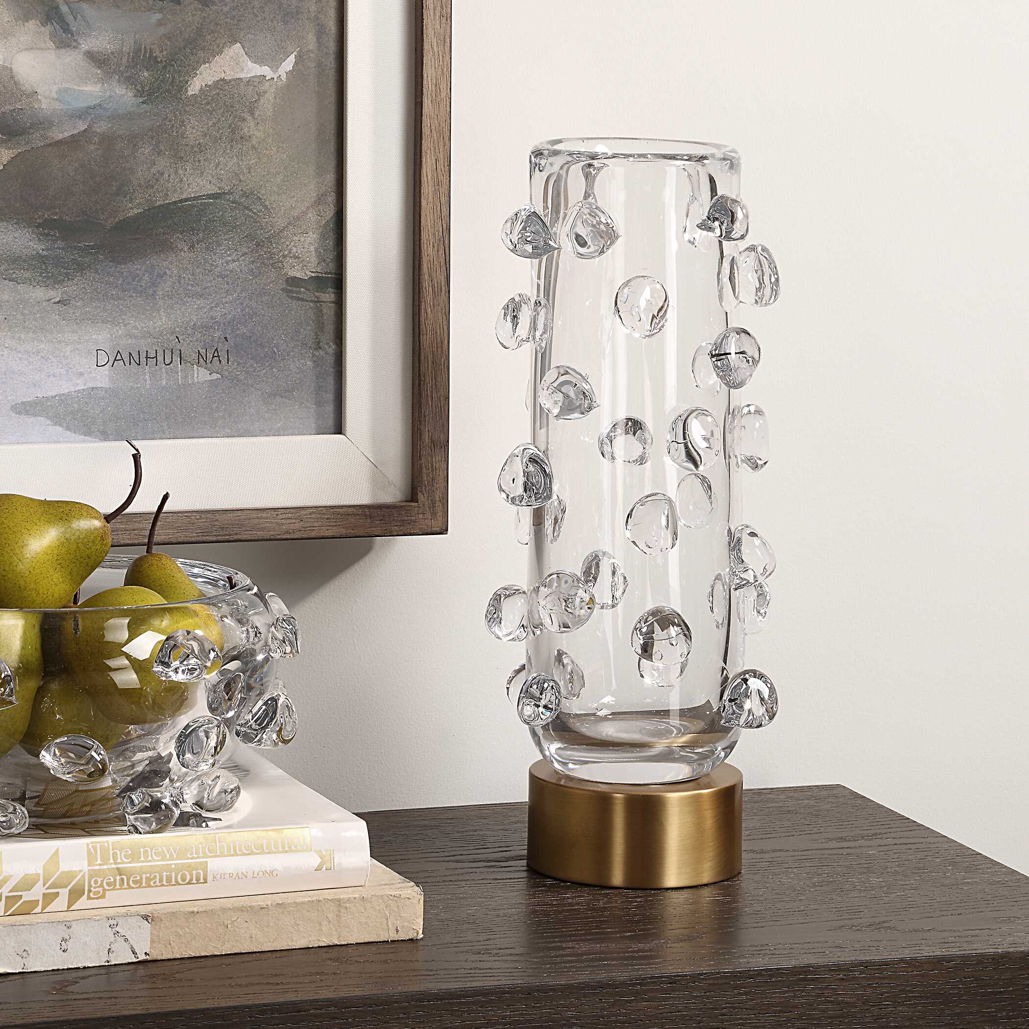 Aura Clear Glass Vase, Decorative by Uttermost, 6.5" width x 15" height x 6.5" depth View 3