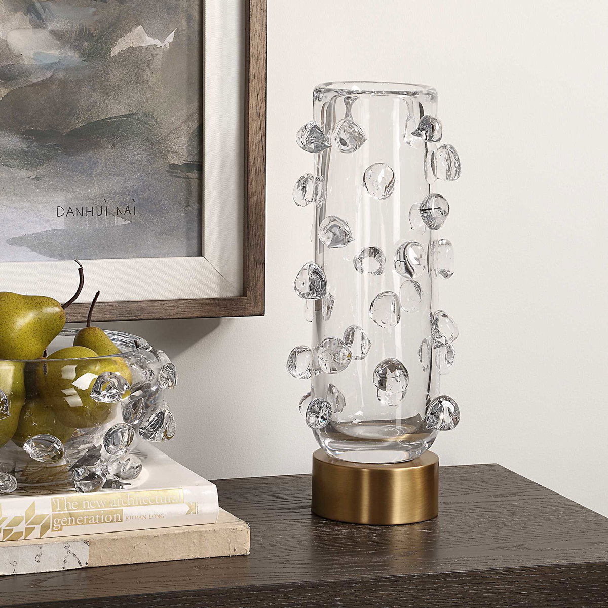 Aura Clear Glass Vase, by Uttermost, 6.5" width x 15" height x 6.5" depth View 3