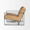 Stratton Gunmetal with Genuine Brown Leather Upholstered Accent Chair, by Mercana, 27.25" length x 36.5" width x 29.5" height thumbnail 6