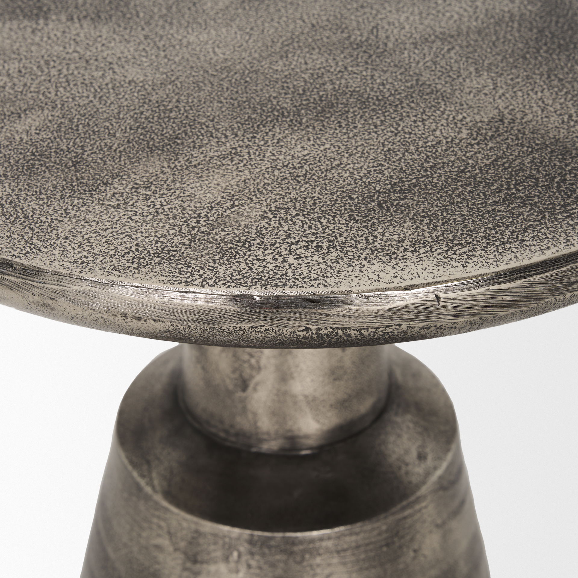 Bobbi Textured Polished Nickel Cast Aluminum Metal Accent Table large image 