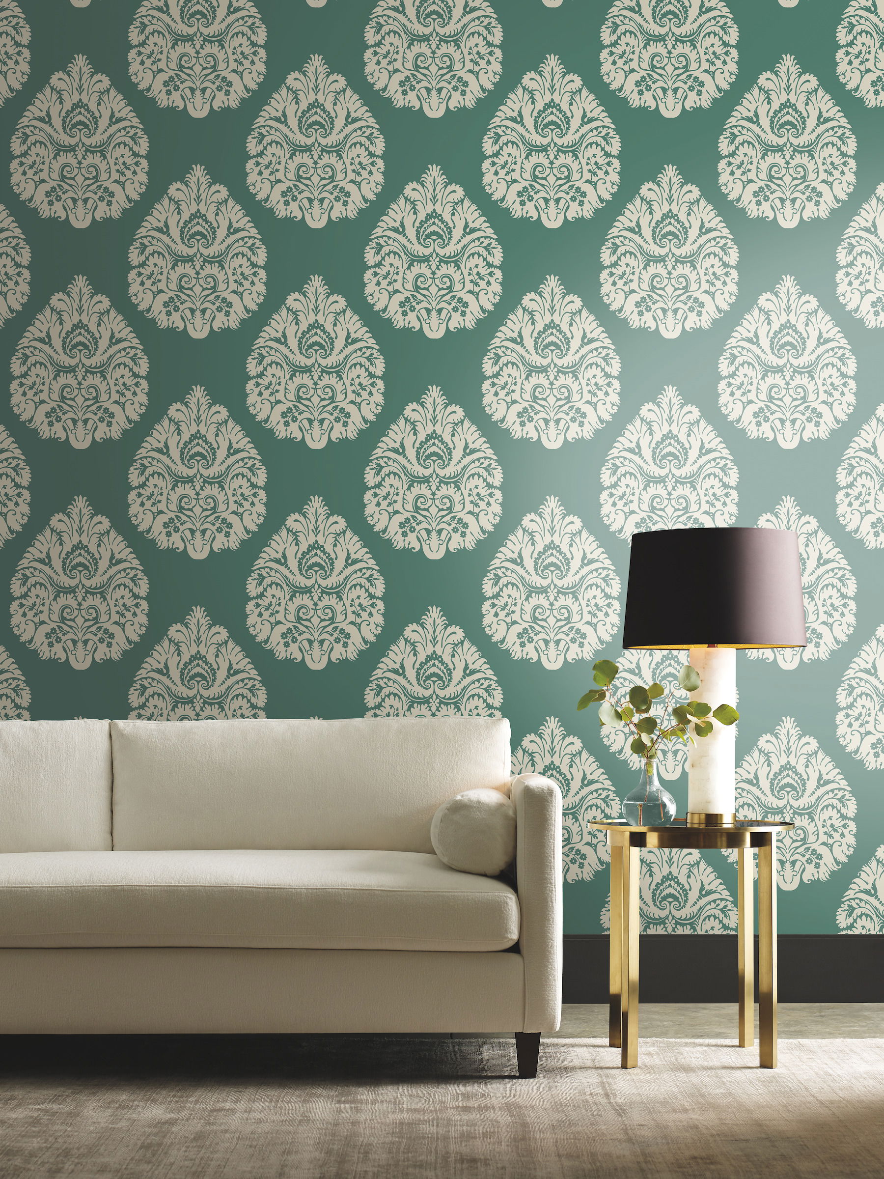 Teardrop Damask Teal Wallpaper large image 