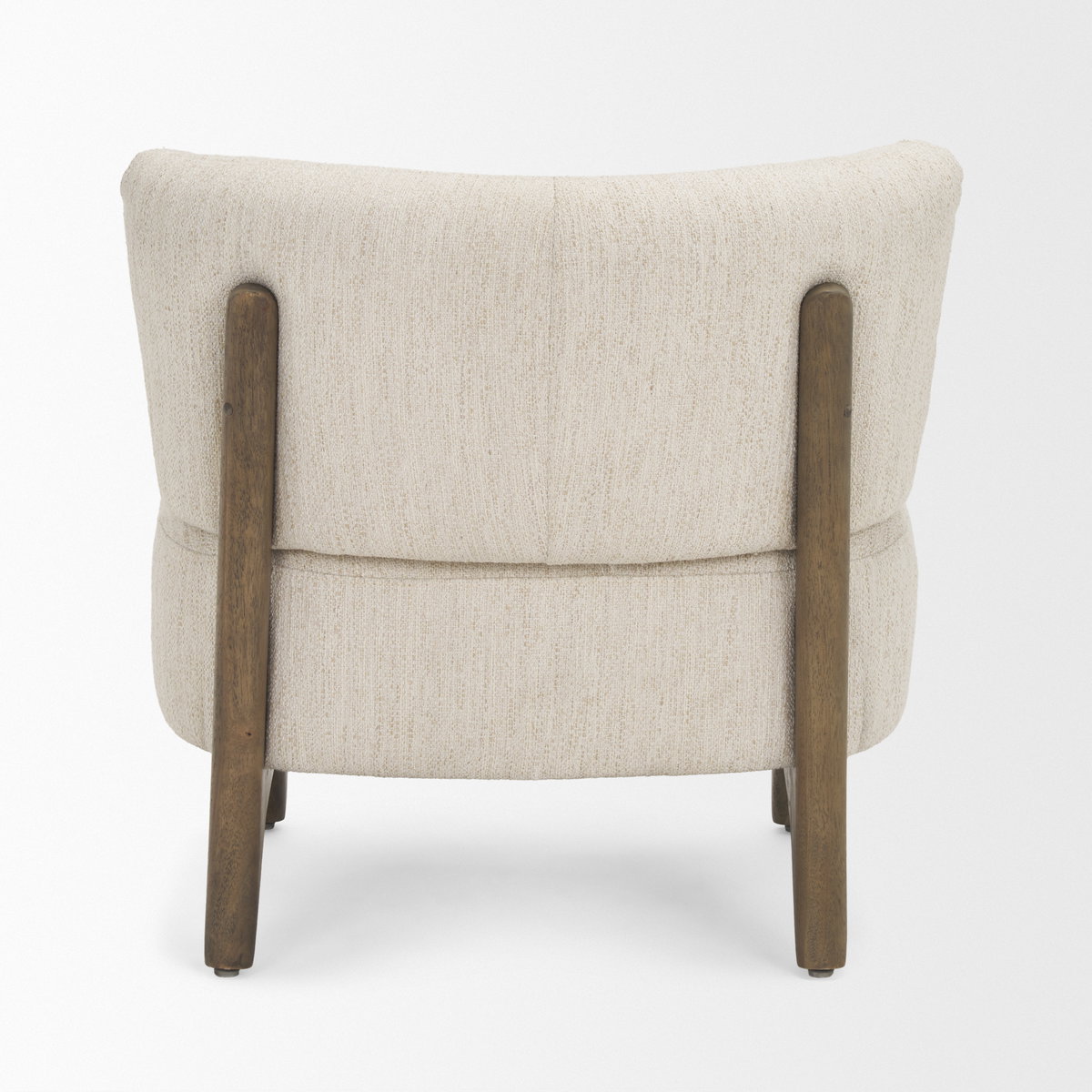Vyra Dark Brown Wood with Cream Fabric Accent Chair, by Mercana, 26.97" length x 29.13" width x 27.55" height View 6