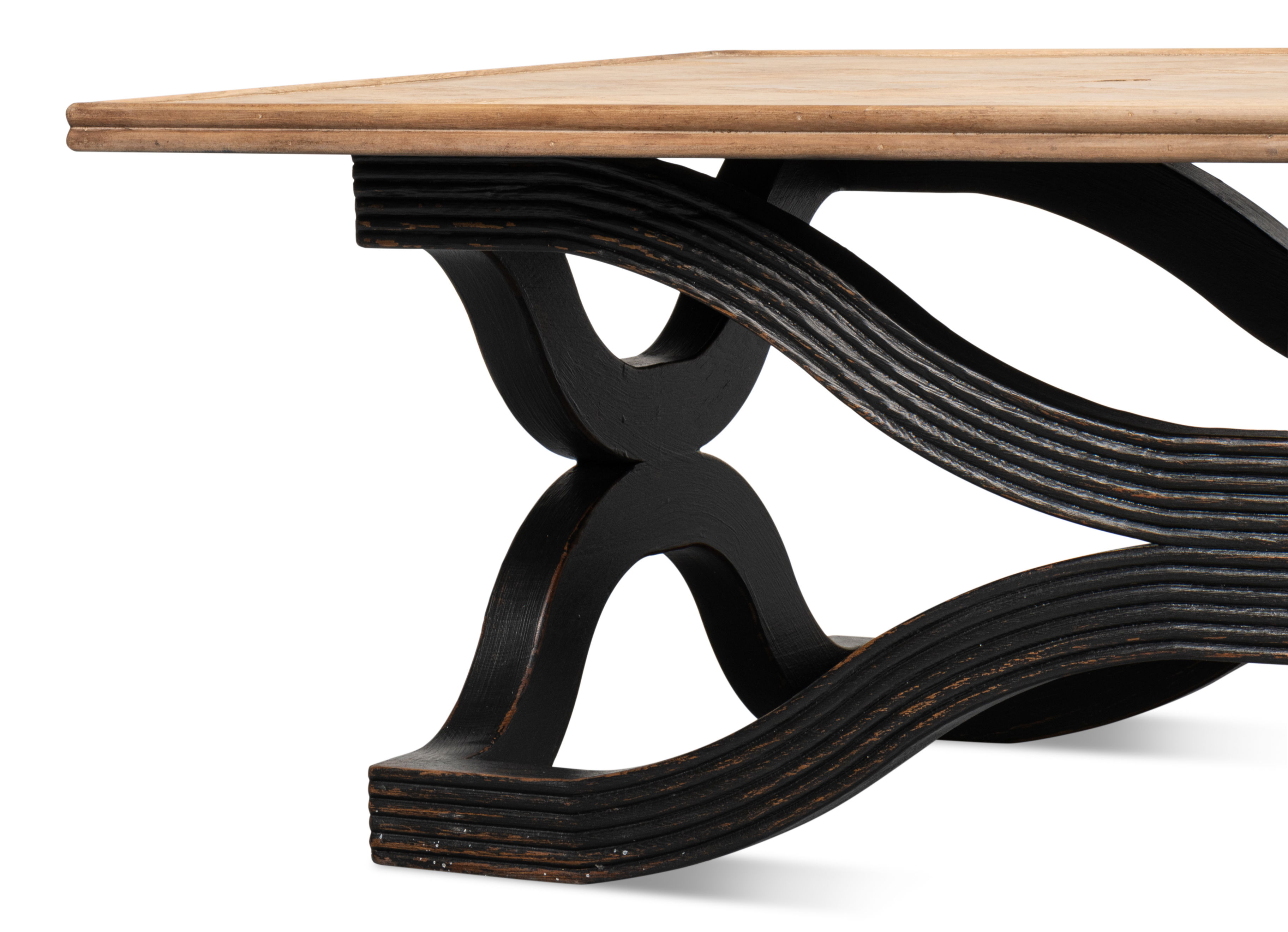 Wavy Coffee Table, Antique Black, by Sarreid, 59" length x 31" width x 18" height View 18
