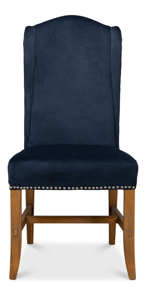 High Back Dining Chair, Blue Velvet