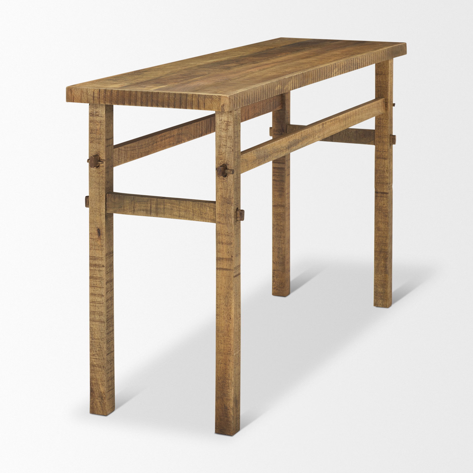 Rosie Small Brown Wood Console Table, by Mercana, 54" length x 16" width x 30" height View 6