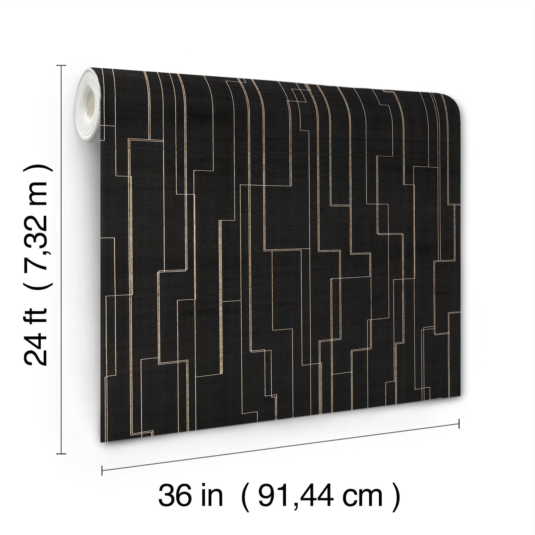 Inlay Line Black Wallpaper, by York Wall, 24' length x 3' width x 0.02" depth View 5