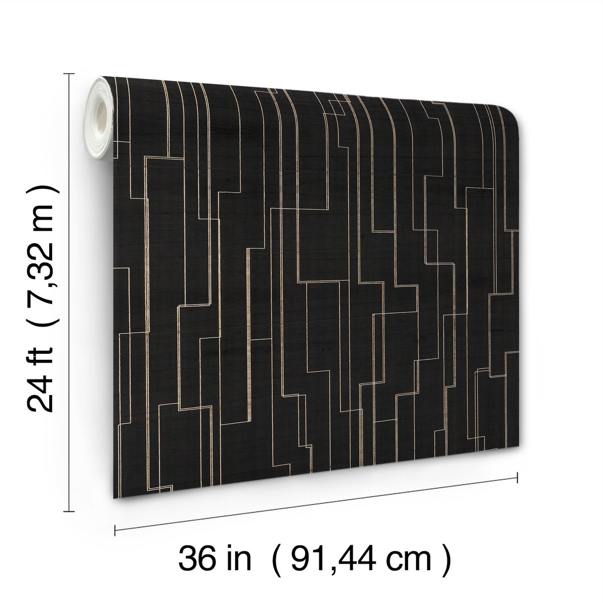 Inlay Line Black Wallpaper, by York Wall, 24' length x 3' width x 0.02" depth View 5