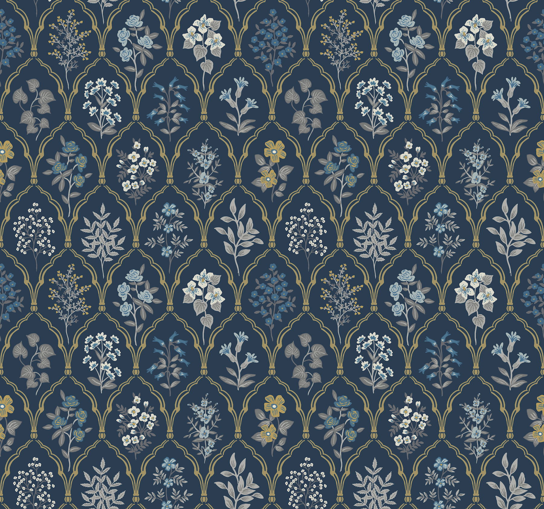 Hawthorne Navy & Gold Wallpaper large image 