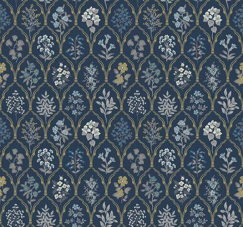 Hawthorne Navy & Gold Wallpaper