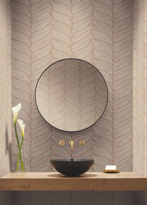 Luminous Leaves Blush & Gold Wallpaper