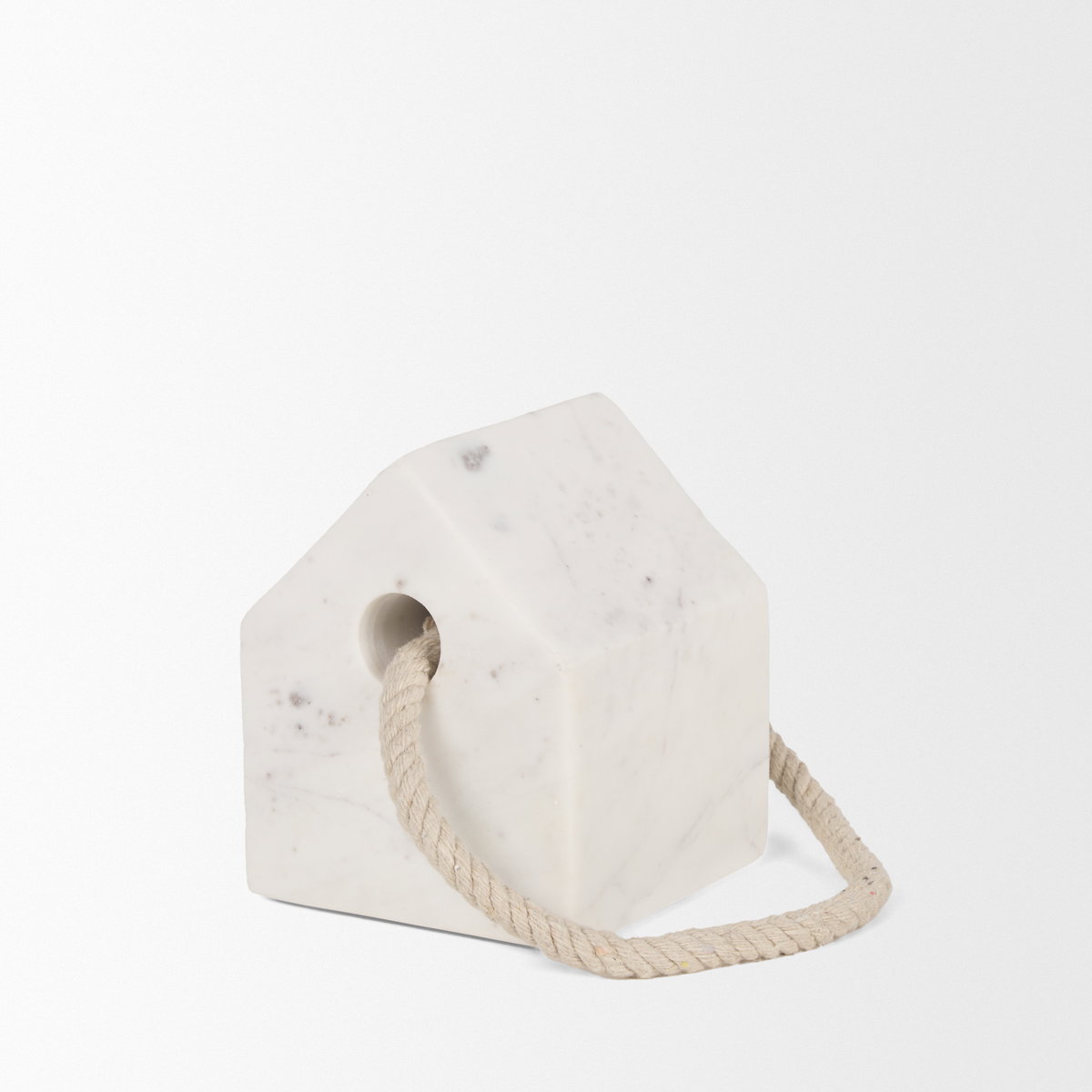 Raena White Marble House Door Stopper, Decorative Object by Mercana, 4" length x 4" width x 4.75" height View 5