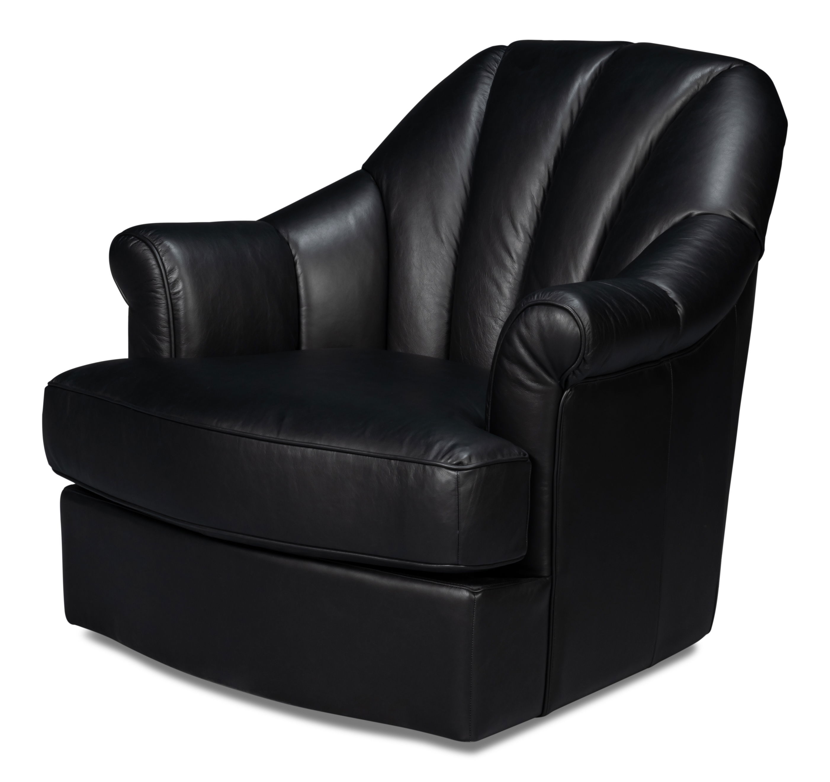 Scoth Swivel Chair In Distilled Lthr,Blk, Seating by Sarreid, 35" length x 39" width x 35" height View 1
