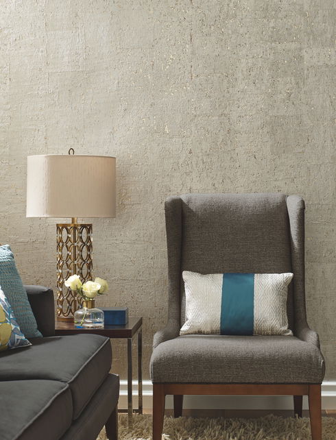 Cork Warm Silver Wallpaper