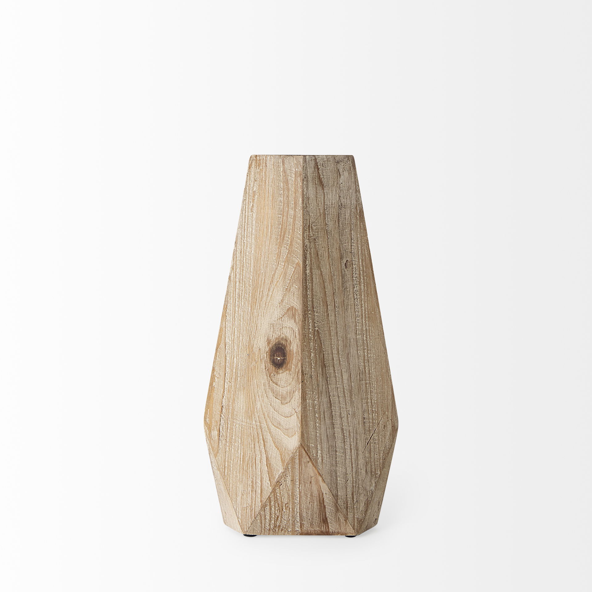 Allen II Small Natural Wooden Base Oval Vase, by Mercana, 7.87" length x 4.9" width x 15.25" height View 3