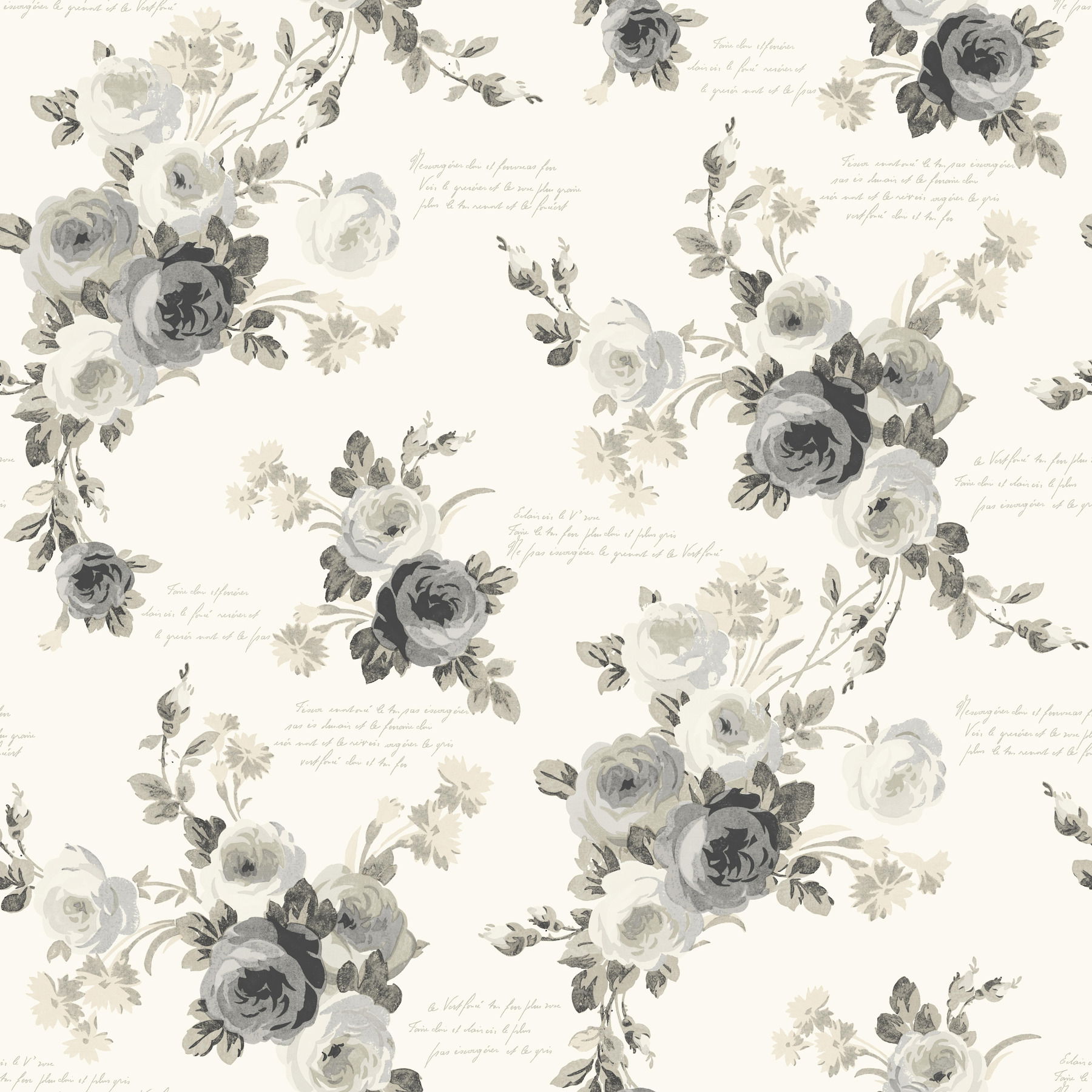 Heirloom Rose Grey & White Wallpaper large image 