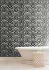 Folksy Floral Black & White Wallpaper thumbnail 2