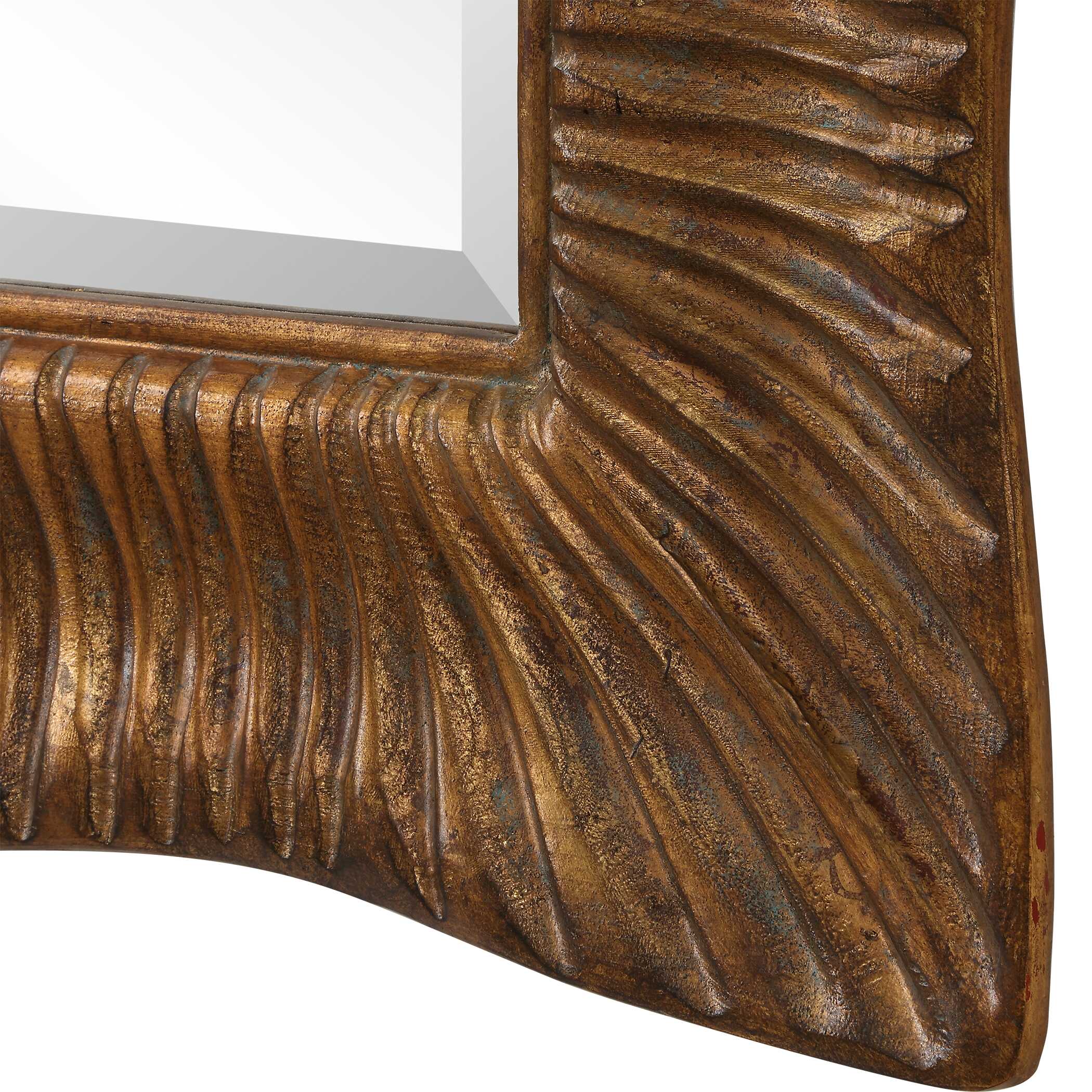 Emerson Scalloped Antique Gold Mirror, by Uttermost, 36.25" width x 51" height x 2.5" depth View 7