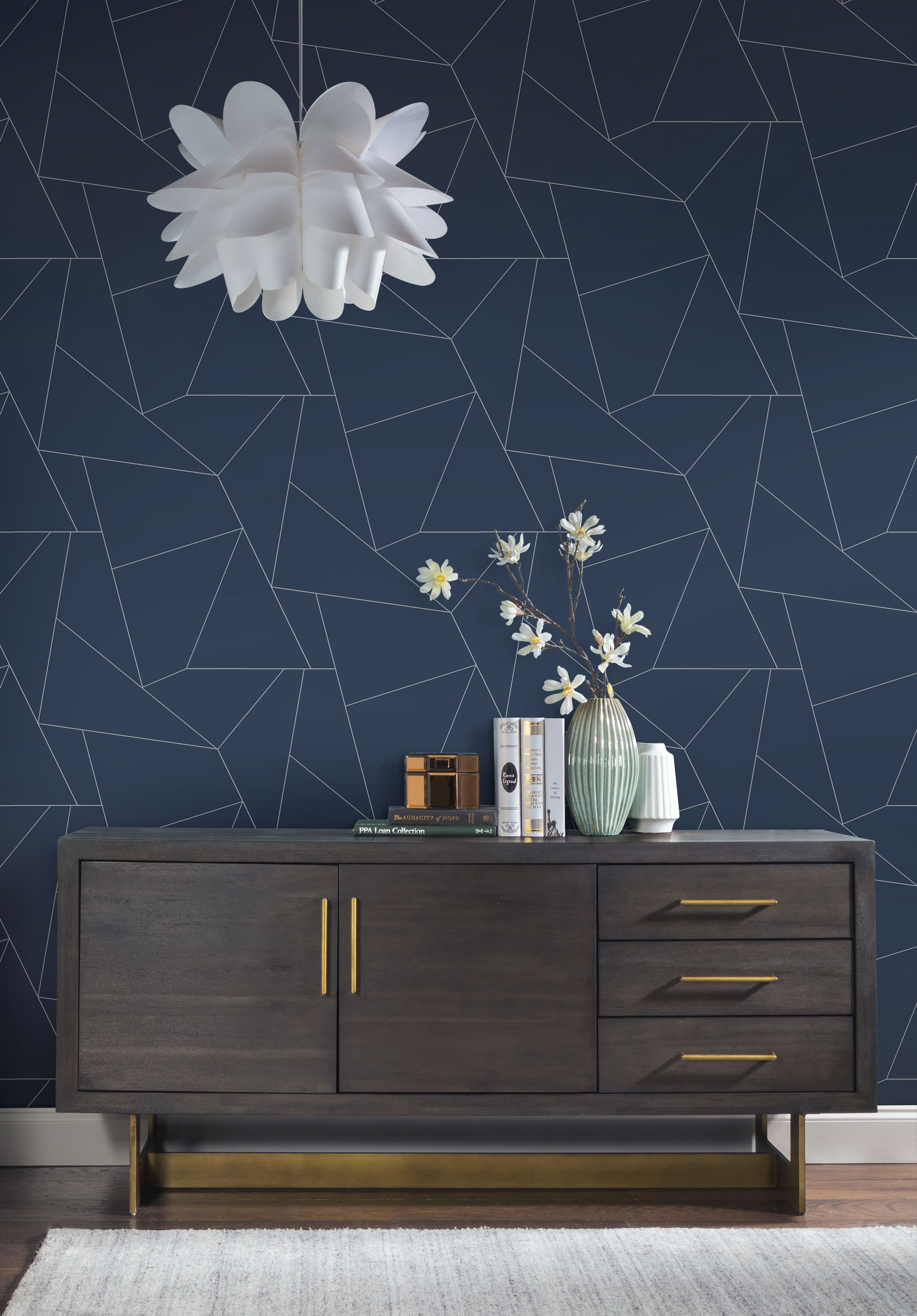Fractured Prism Blue & White Peel & Stick Wallpaper large image 