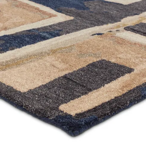 Zoe Bios By Jaipur Living Balsa HNC03 Handmade Abstract Tan and Blue Area Rug (9