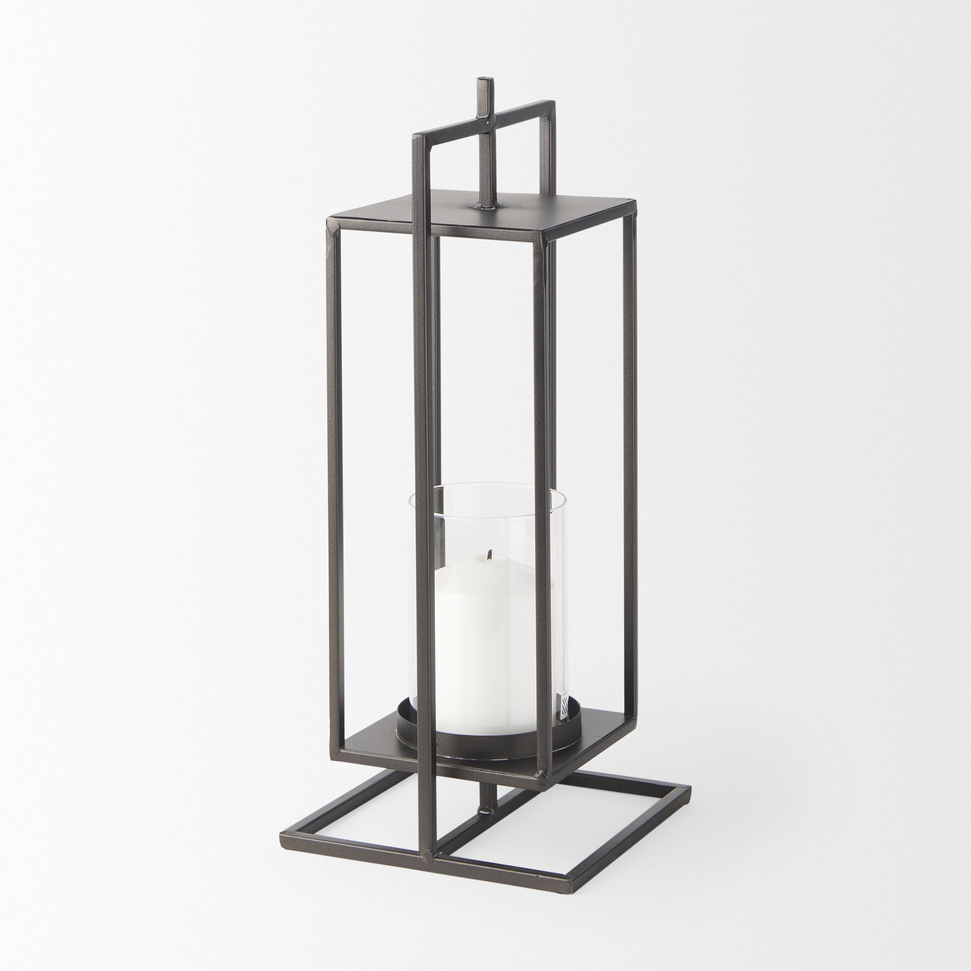Albus II Small Black Metal Rectangular Table Candle Holder large image 
