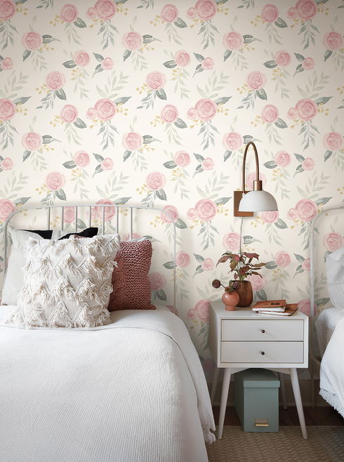 Magnolia Home Watercolor Roses Pink Peel & Stick Wallpaper