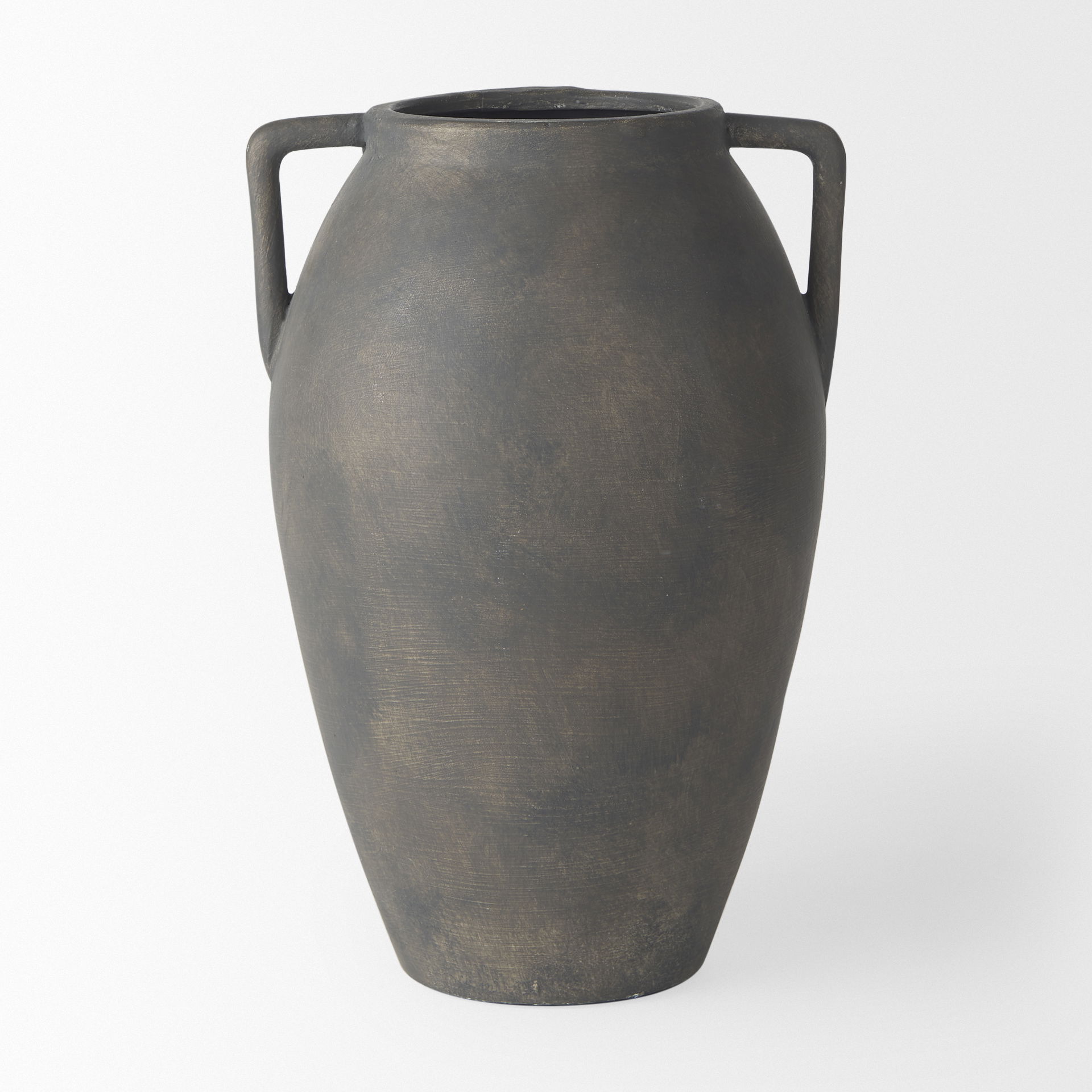 Kilian Medium Brown-Gray Double Ear Vase, by Mercana, 7.48" length x 7.48" width x 11.22" height View 3