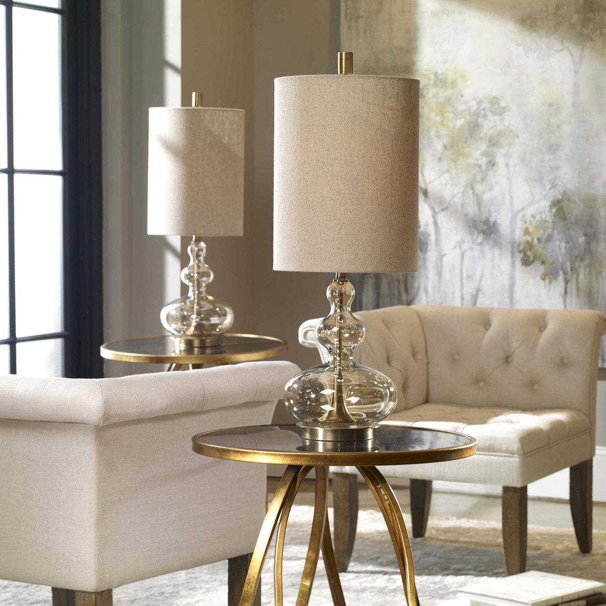 Formoso Amber Glass Table Lamp, by Uttermost, 12" width x 32.75" height x 12" depth View 5