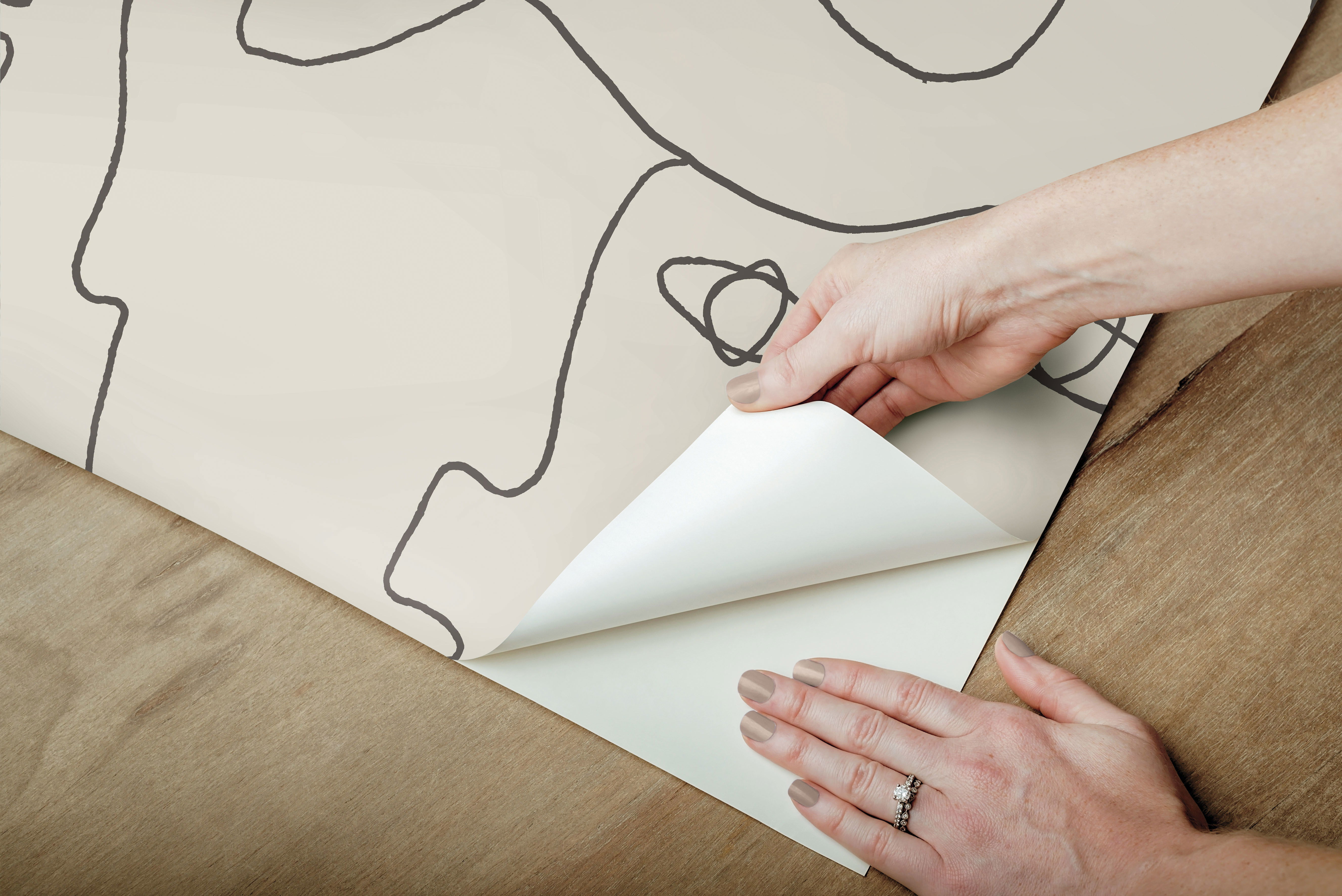 Pablo Portraits Linen & Charcoal Peel & Stick Wallpaper, by York Wall, 20' length x 1'8.5" width x 0.02" depth View 3